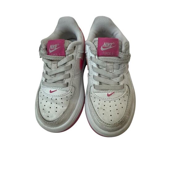 Nike Kids White Laser Fuchsia Force 1 Low EasyOn Shoes Size 9C - Picture 6 of 9